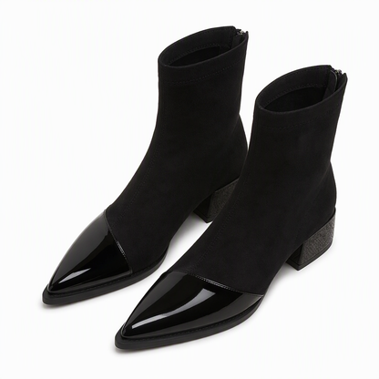 Damen-Stiefeletten im französischen Stil mit spitzer Zehenpartie, schmale Passform, elegante kurze Stiefel für Frühling und Herbst