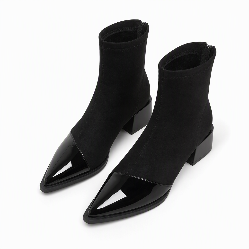 Damen-Stiefeletten im französischen Stil mit spitzer Zehenpartie, schmale Passform, elegante kurze Stiefel für Frühling und Herbst
