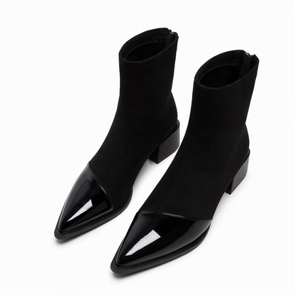 Damen-Stiefeletten im französischen Stil mit spitzer Zehenpartie, schmale Passform, elegante kurze Stiefel für Frühling und Herbst