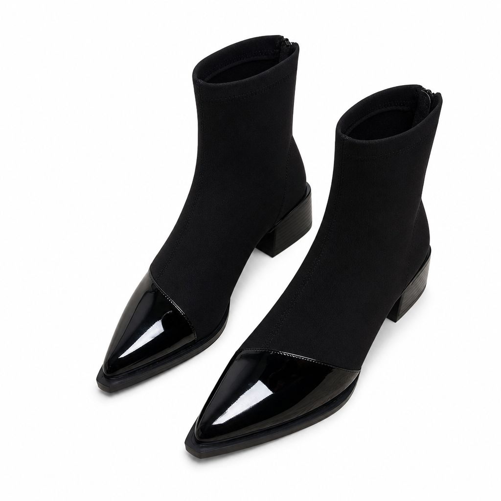 Damen-Stiefeletten im französischen Stil mit spitzer Zehenpartie, schmale Passform, elegante kurze Stiefel für Frühling und Herbst