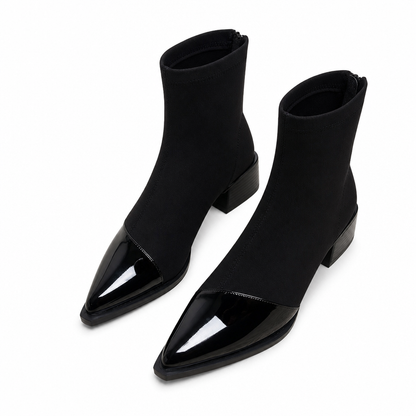 Damen-Stiefeletten im französischen Stil mit spitzer Zehenpartie, schmale Passform, elegante kurze Stiefel für Frühling und Herbst