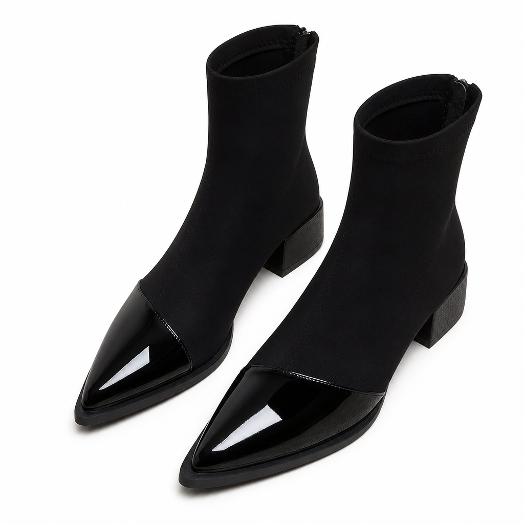Damen-Stiefeletten im französischen Stil mit spitzer Zehenpartie, schmale Passform, elegante kurze Stiefel für Frühling und Herbst