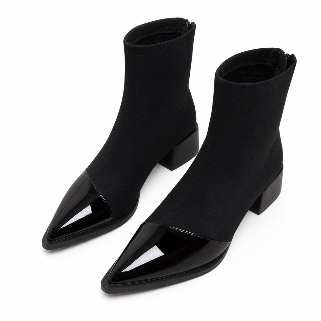 Damen-Stiefeletten im französischen Stil mit spitzer Zehenpartie, schmale Passform, elegante kurze Stiefel für Frühling und Herbst