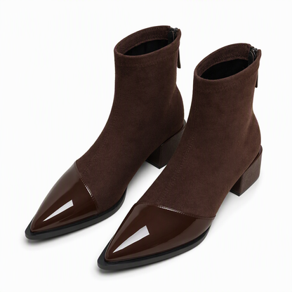 Damen-Stiefeletten im französischen Stil mit spitzer Zehenpartie, schmale Passform, elegante kurze Stiefel für Frühling und Herbst