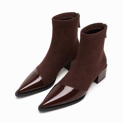 Damen-Stiefeletten im französischen Stil mit spitzer Zehenpartie, schmale Passform, elegante kurze Stiefel für Frühling und Herbst