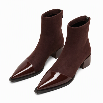 Damen-Stiefeletten im französischen Stil mit spitzer Zehenpartie, schmale Passform, elegante kurze Stiefel für Frühling und Herbst