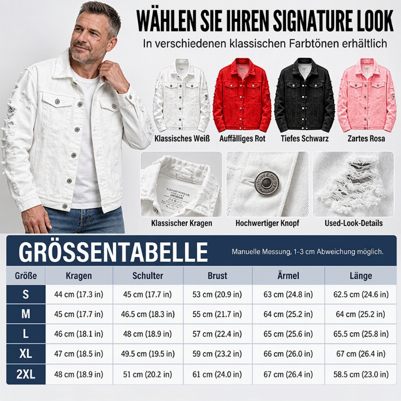 ✨ Neu eingetroffen – Nur heute 50 %! Herren stilvolle, vielseitige Distressed-Denimjacke