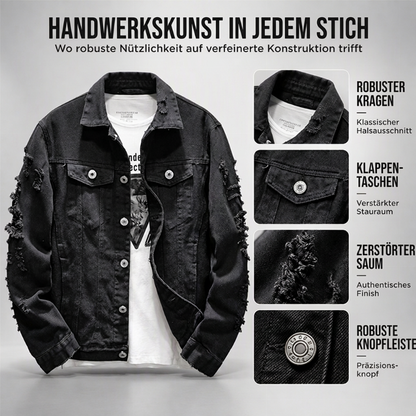 ✨ Neu eingetroffen – Nur heute 50 %! Herren stilvolle, vielseitige Distressed-Denimjacke