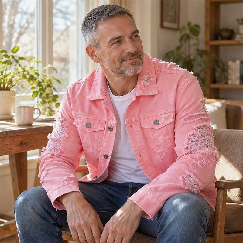 ✨ Neu eingetroffen – Nur heute 50 %! Herren stilvolle, vielseitige Distressed-Denimjacke