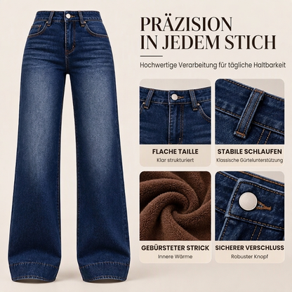 🔥Beliebtes Produkt ！✨Damen thermische Wide-Leg-Jeans mit hohem Bund