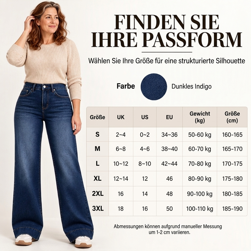 🔥Beliebtes Produkt ！✨Damen thermische Wide-Leg-Jeans mit hohem Bund