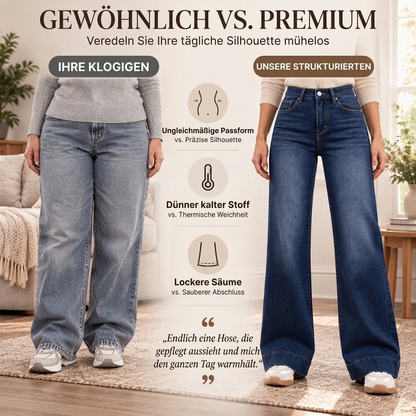 🔥Beliebtes Produkt ！✨Damen thermische Wide-Leg-Jeans mit hohem Bund