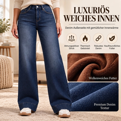 🔥Beliebtes Produkt ！✨Damen thermische Wide-Leg-Jeans mit hohem Bund