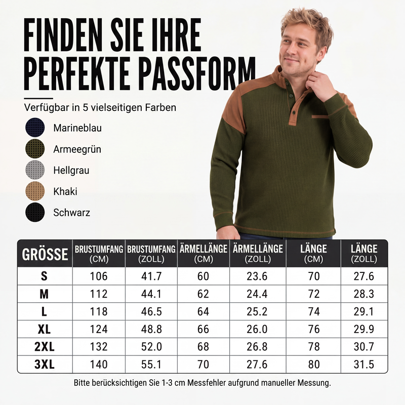 📢📢50%Rabatt!!!🎉✨Waffelstrick-Stehkragen-Sweatshirt für Herren