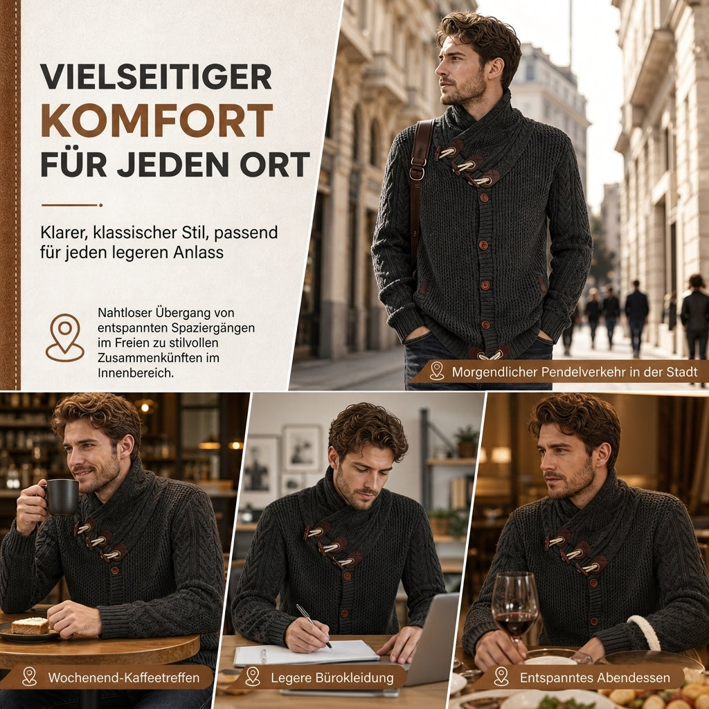 🔥 50% RABATT ✨ Herren-Strickpullover mit Rollkragen & Knopfleiste – klassisch & warm