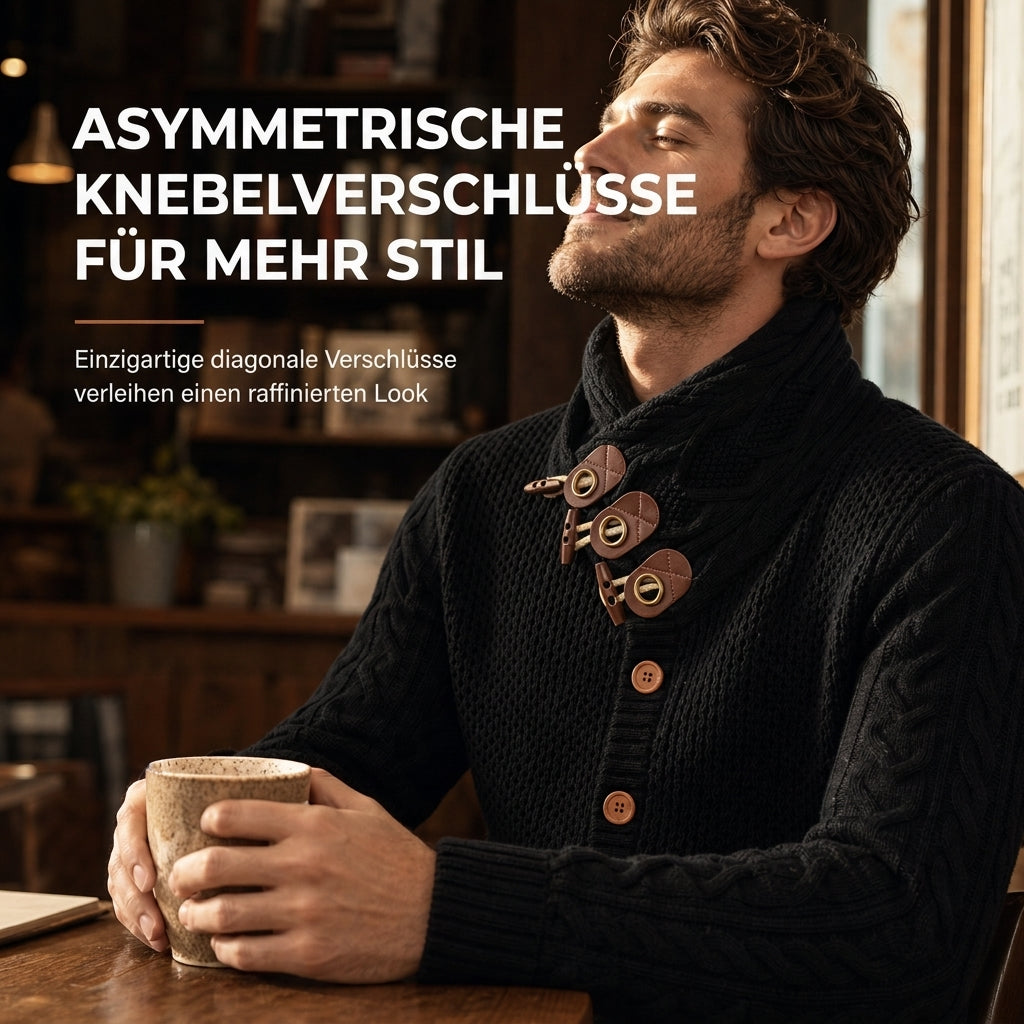 🔥 50% RABATT ✨ Herren-Strickpullover mit Rollkragen & Knopfleiste – klassisch & warm
