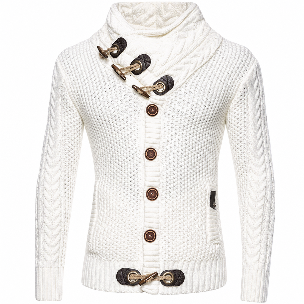 🔥 50% RABATT ✨ Herren-Strickpullover mit Rollkragen & Knopfleiste – klassisch & warm