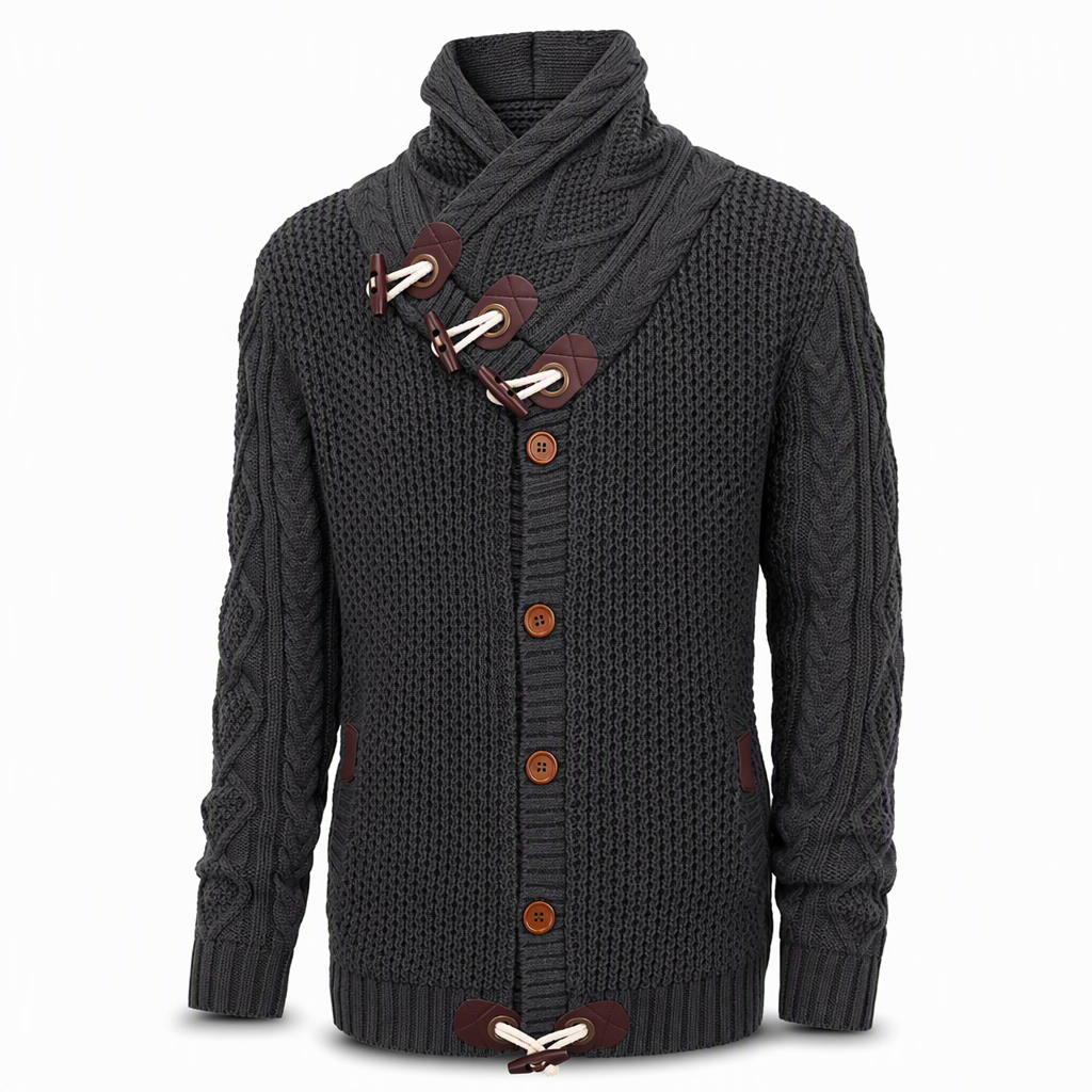 🔥 50% RABATT ✨ Herren-Strickpullover mit Rollkragen & Knopfleiste – klassisch & warm