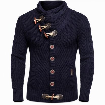 🔥 50% RABATT ✨ Herren-Strickpullover mit Rollkragen & Knopfleiste – klassisch & warm