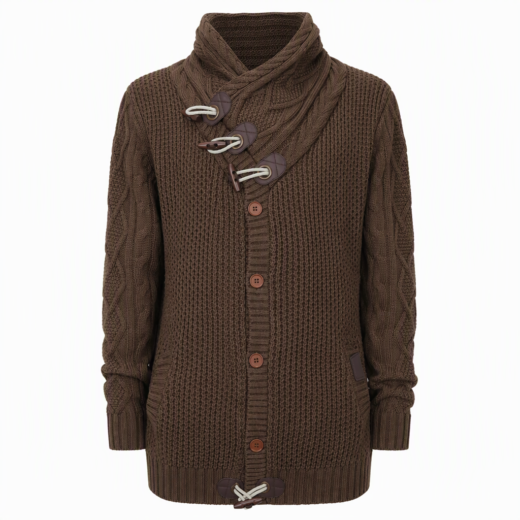 🔥 50% RABATT ✨ Herren-Strickpullover mit Rollkragen & Knopfleiste – klassisch & warm