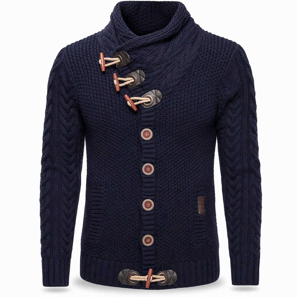 🔥 50% RABATT ✨ Herren-Strickpullover mit Rollkragen & Knopfleiste – klassisch & warm