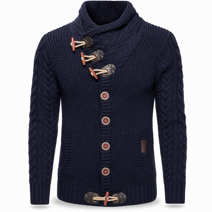 🔥 50% RABATT ✨ Herren-Strickpullover mit Rollkragen & Knopfleiste – klassisch & warm