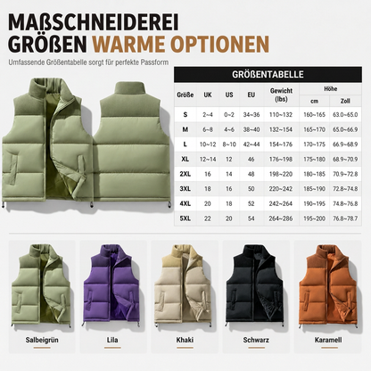 Unisex, verdickte Winter-Steppweste, locker sitzend, gesteppte Weste für Damen und Herren