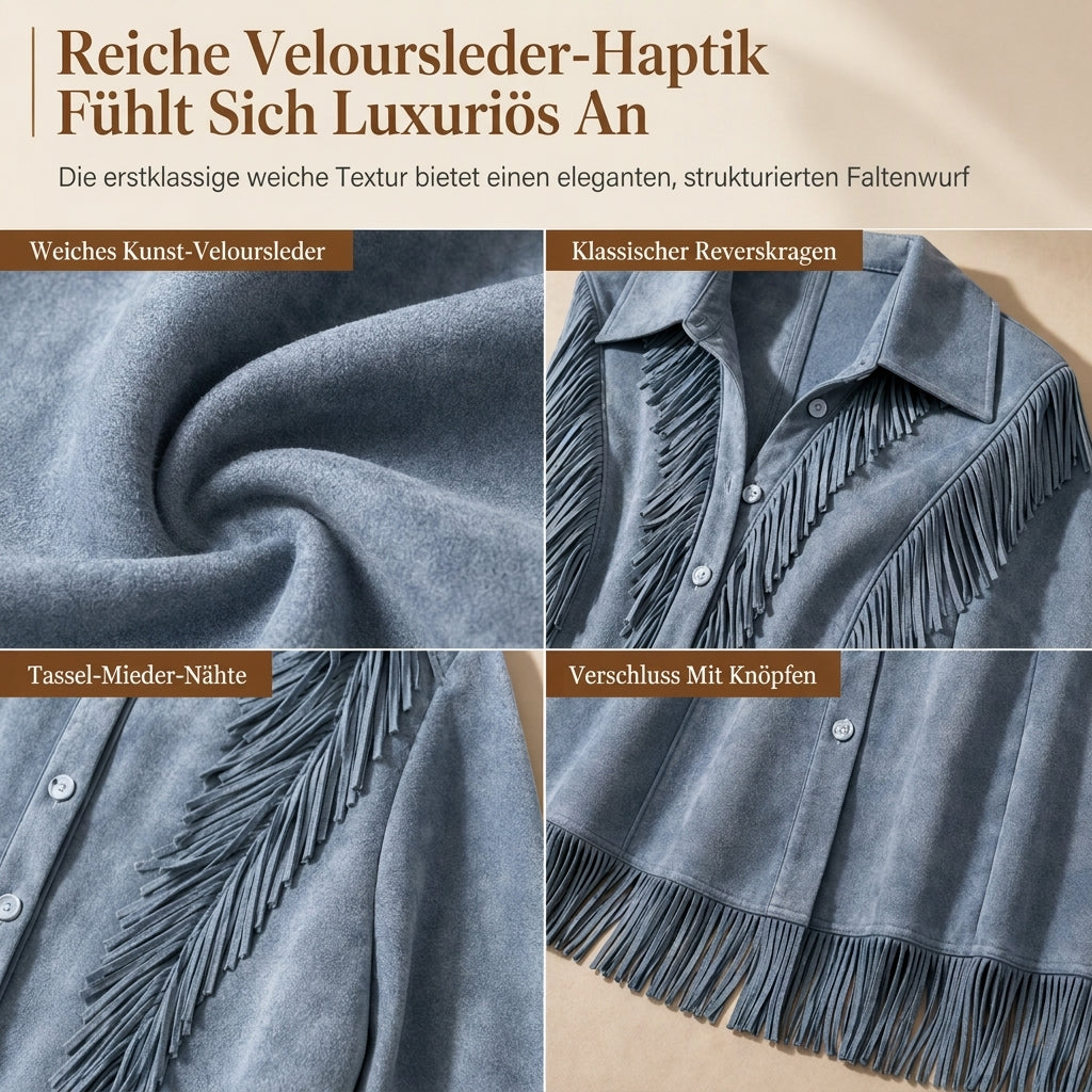 ⏰ Countdown läuft – 50% nur noch 3 Tage! Damen Vintage Langarm Fransenkleid