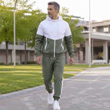 🔥 Nur heute 50 %! Leichtes Farbblock-Jacken- und Jogginganzug-Set für Herren
