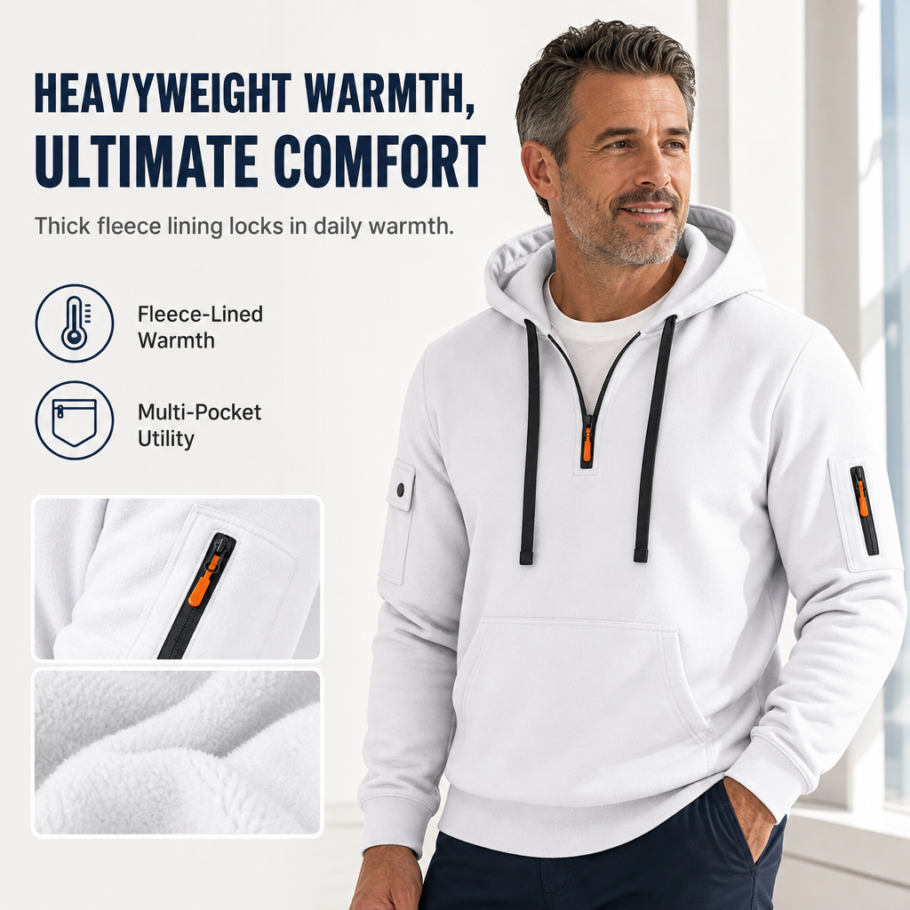 ✨Neu eingetroffen✨Herren-Sweatshirt mit Kapuze, schweres Fleecefutter, lockere Passform, lässige Arbeitskleidung für Herbst und Winter