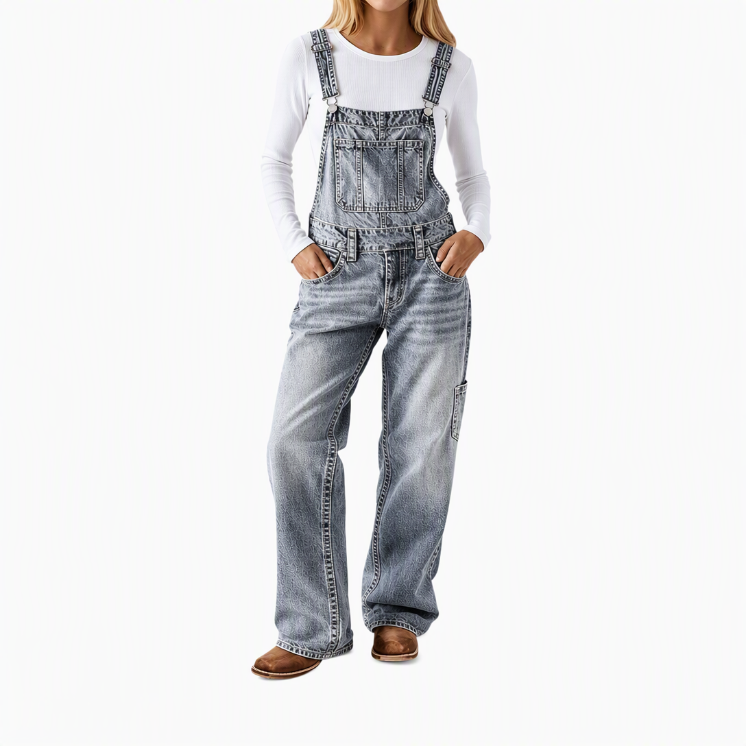💥 Beliebter Artikel – jetzt im Angebot! 💖✨Damen dehnbare Jeans-Latzhose mit weitem Bein und verstellbaren Trägern