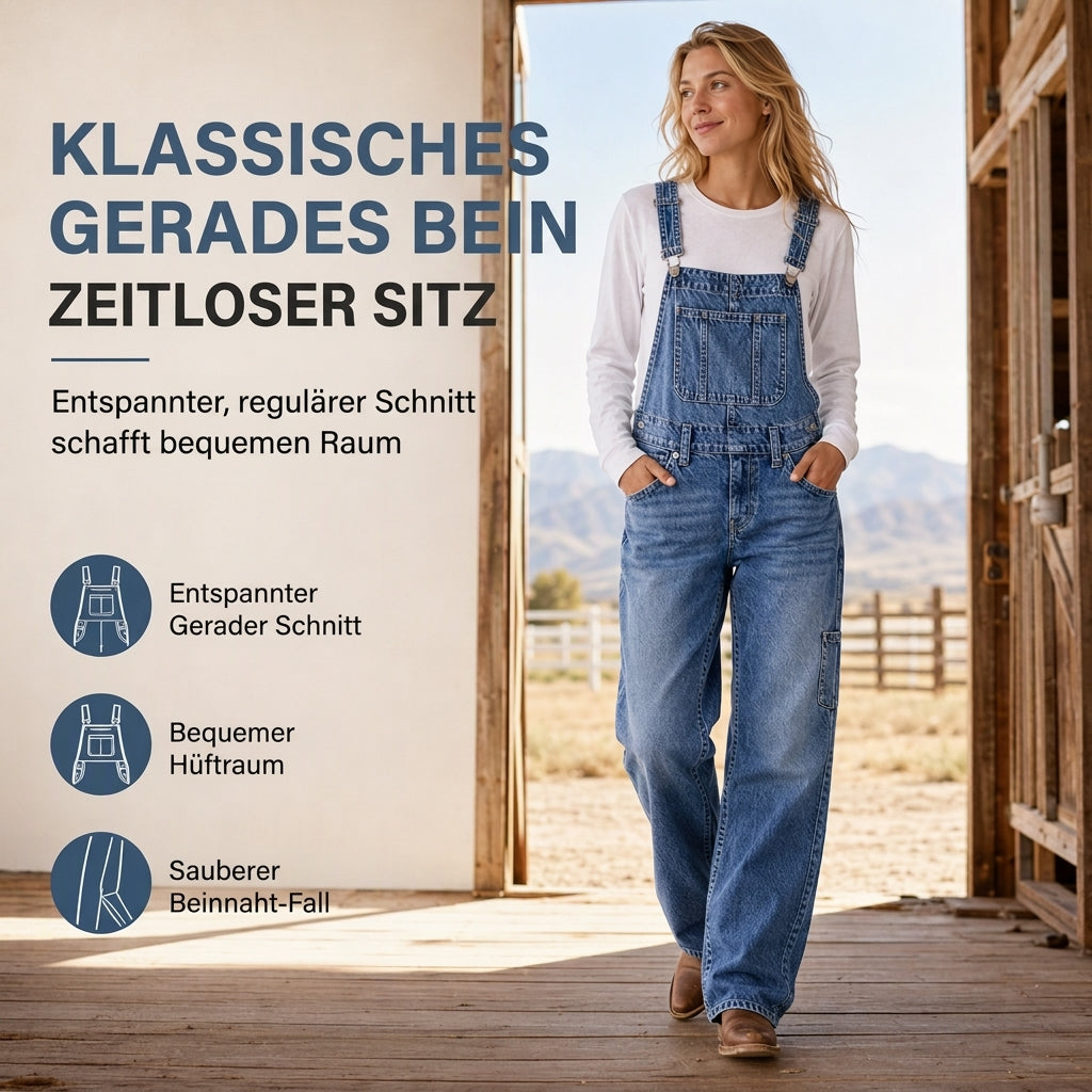 💥 Beliebter Artikel – jetzt im Angebot! 💖✨Damen dehnbare Jeans-Latzhose mit weitem Bein und verstellbaren Trägern