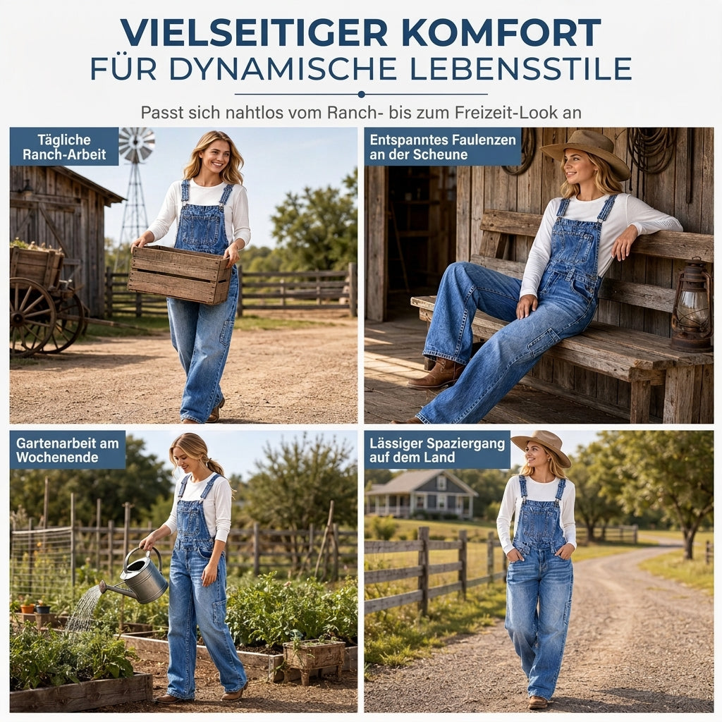 💥 Beliebter Artikel – jetzt im Angebot! 💖✨Damen dehnbare Jeans-Latzhose mit weitem Bein und verstellbaren Trägern