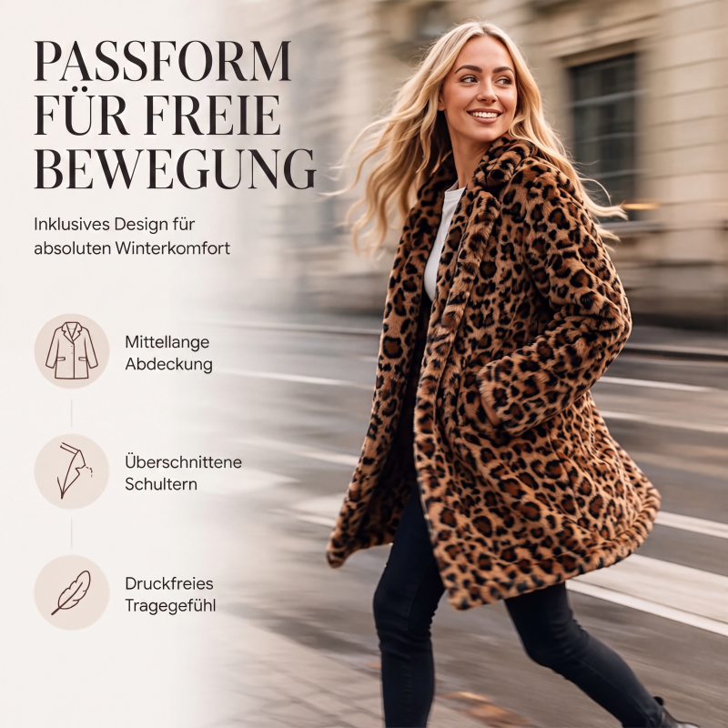 📢Kundenliebling 📢 Stilvoller Damen-Kunstfellmantel mit Leopardenmuster