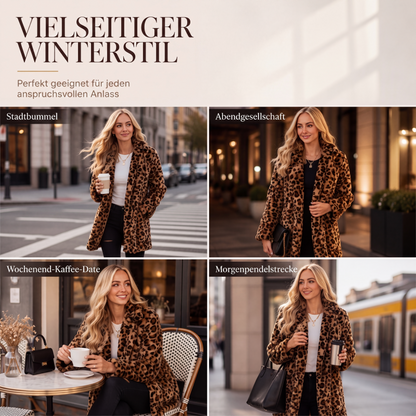 📢Kundenliebling 📢 Stilvoller Damen-Kunstfellmantel mit Leopardenmuster