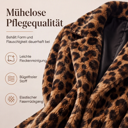 📢Kundenliebling 📢 Stilvoller Damen-Kunstfellmantel mit Leopardenmuster