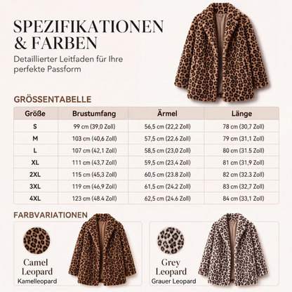 📢Kundenliebling 📢 Stilvoller Damen-Kunstfellmantel mit Leopardenmuster