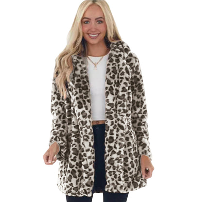 📢Kundenliebling 📢 Stilvoller Damen-Kunstfellmantel mit Leopardenmuster