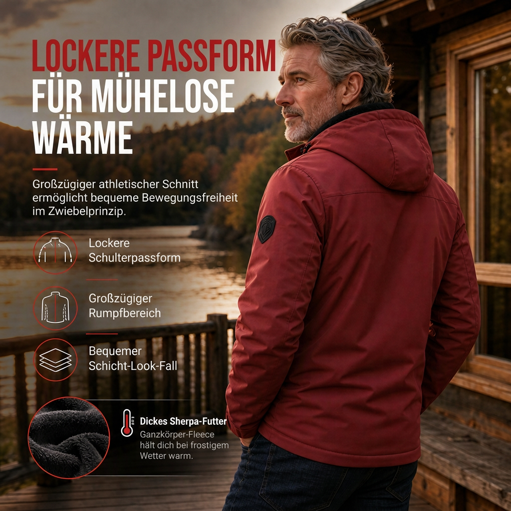 🥳Wiederkäufer-Rate über 90%!🥳 Herren amerikanisch-retro Mantel mit Plüschfutter, lockere Passform für Frühling und Herbst