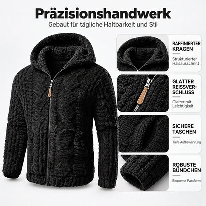 ⏰Countdown läuft! Aktion endet bald!⏰ Heravziehbare Herren-Sherpa-Kapuzenjacke mit Strukturmuster und Reißverschluss