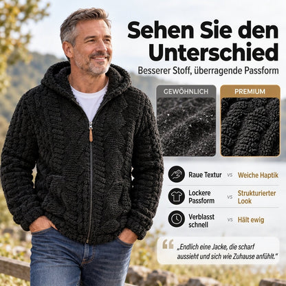 ⏰Countdown läuft! Aktion endet bald!⏰ Heravziehbare Herren-Sherpa-Kapuzenjacke mit Strukturmuster und Reißverschluss