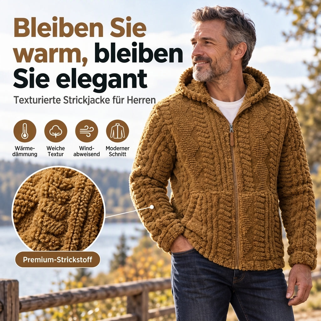 ⏰Countdown läuft! Aktion endet bald!⏰ Heravziehbare Herren-Sherpa-Kapuzenjacke mit Strukturmuster und Reißverschluss