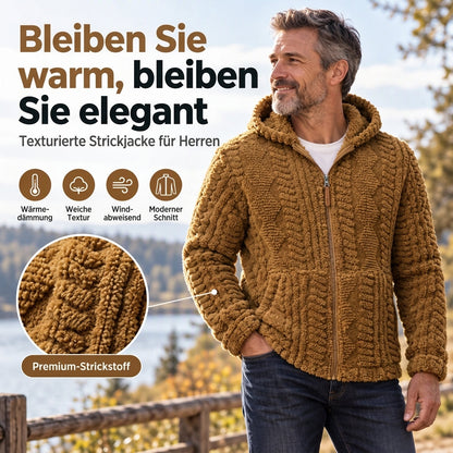 ⏰Countdown läuft! Aktion endet bald!⏰ Heravziehbare Herren-Sherpa-Kapuzenjacke mit Strukturmuster und Reißverschluss