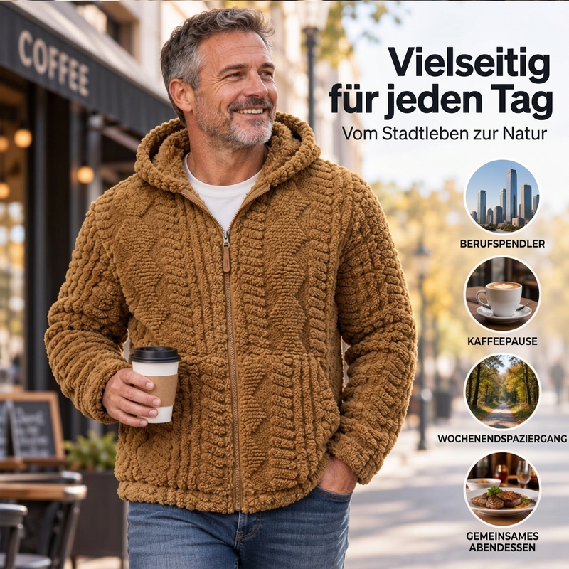 ⏰Countdown läuft! Aktion endet bald!⏰ Heravziehbare Herren-Sherpa-Kapuzenjacke mit Strukturmuster und Reißverschluss