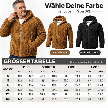 ⏰Countdown läuft! Aktion endet bald!⏰ Heravziehbare Herren-Sherpa-Kapuzenjacke mit Strukturmuster und Reißverschluss