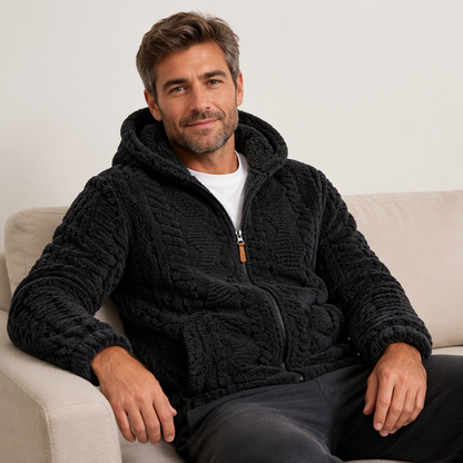 ⏰Countdown läuft! Aktion endet bald!⏰ Heravziehbare Herren-Sherpa-Kapuzenjacke mit Strukturmuster und Reißverschluss