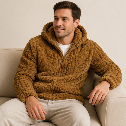 ⏰Countdown läuft! Aktion endet bald!⏰ Heravziehbare Herren-Sherpa-Kapuzenjacke mit Strukturmuster und Reißverschluss