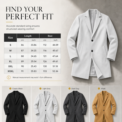 📢🎉🛍️✨Klassischer einreihiger Trenchcoat für Herren, Business-Casual Premium Windbreaker