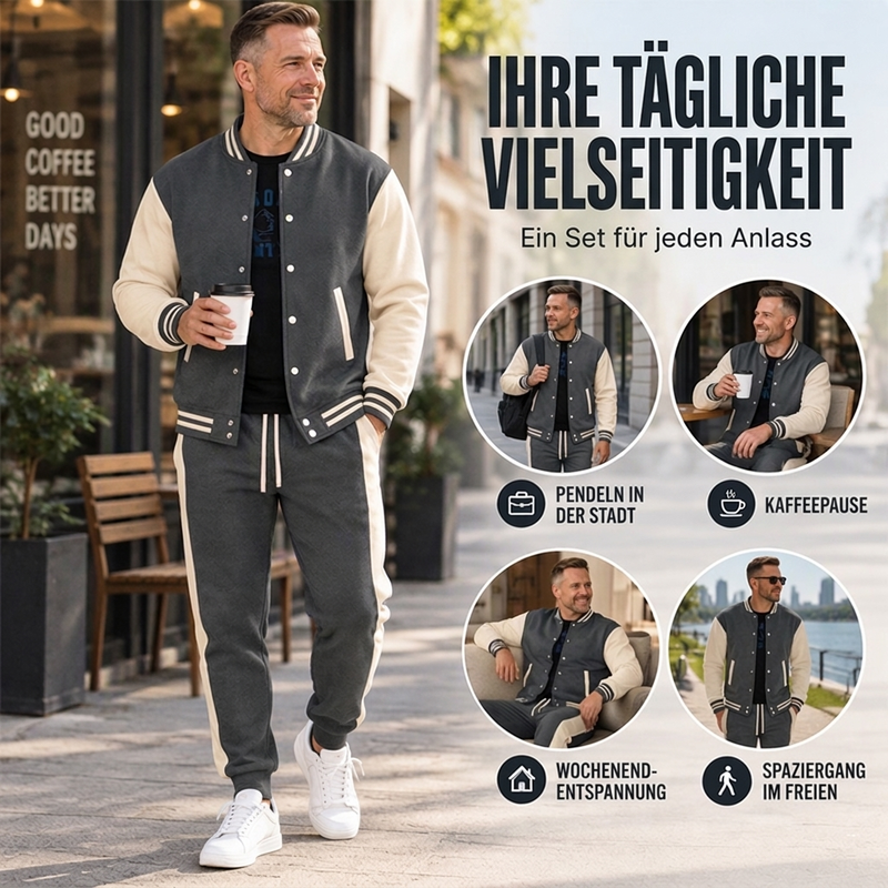 📢Letzter Tag!📢 Herren-Baseballjacke und Hose im Color-Block-Design (Set)