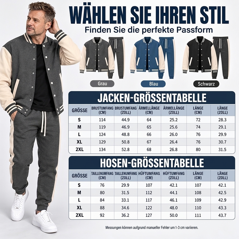 📢Letzter Tag!📢 Herren-Baseballjacke und Hose im Color-Block-Design (Set)